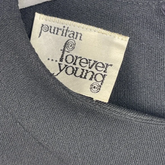 Puritan Forever Young Black Vintage Sheath Dress Sheer Sleeves Rhinestone Collar - Picture 12 of 13